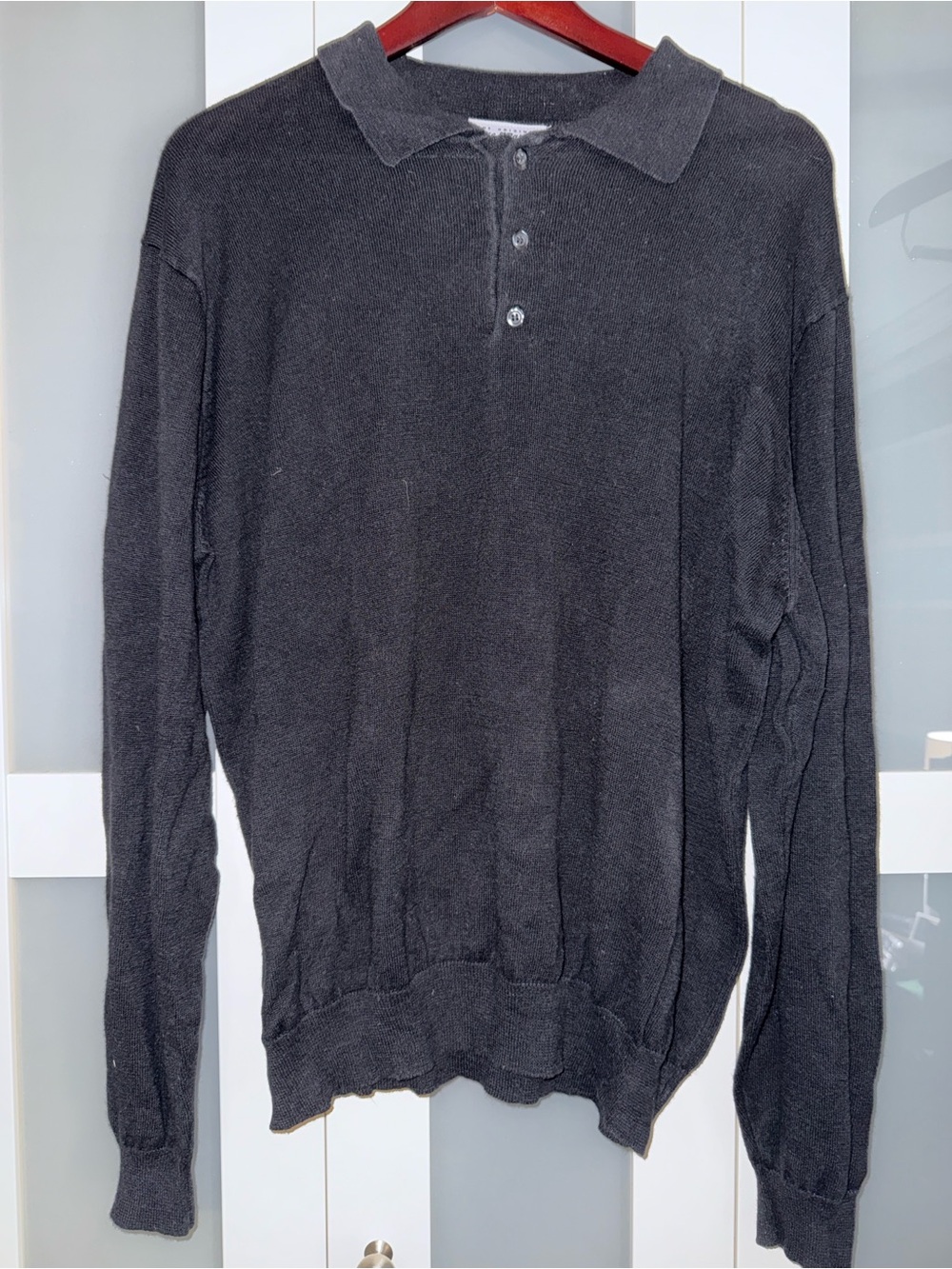Vintage Steve & Barry's Black V-Neck Polo Sweater XL